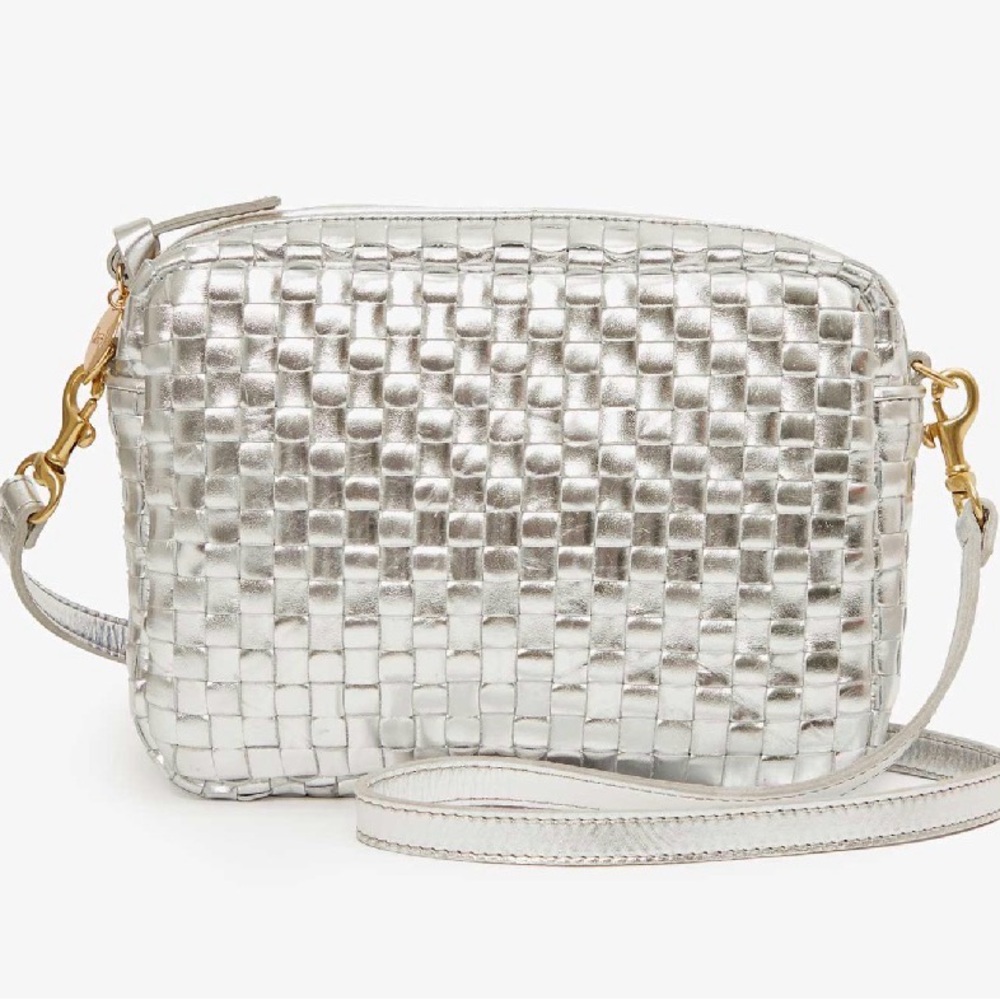 Clare V. Silver Woven Midi Sac
